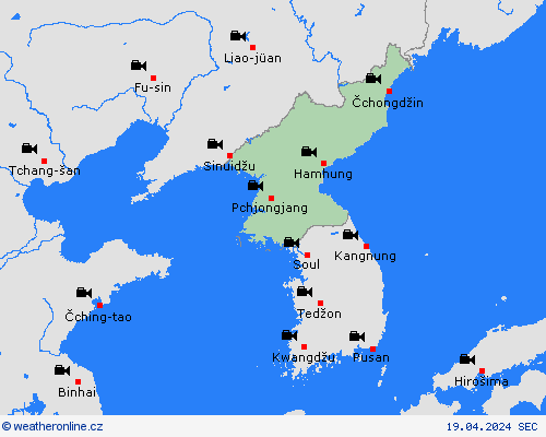 webová kamera Severní Korea Asie Předpovědní mapy