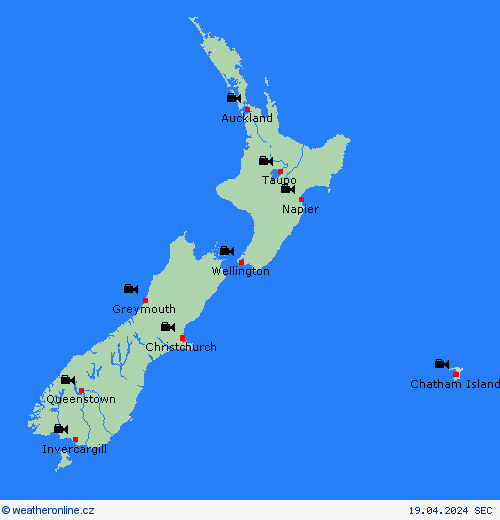 webová kamera Nový Zéland Oceánie Předpovědní mapy