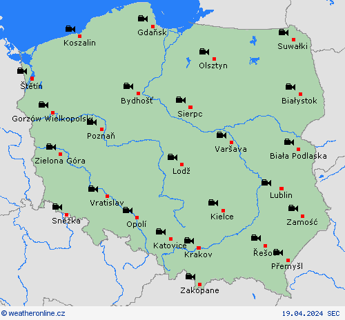 webová kamera Polsko Evropa Předpovědní mapy