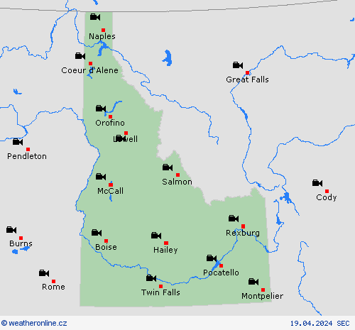 webová kamera Idaho Severní Amerika Předpovědní mapy