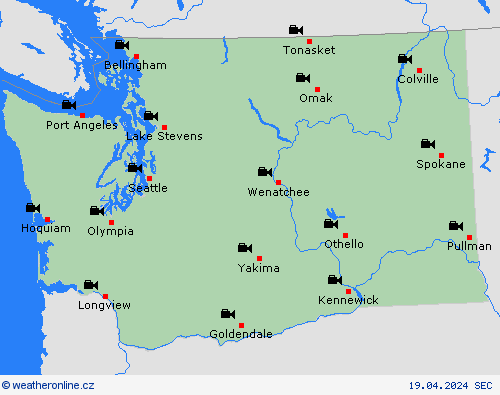 webová kamera Washington Severní Amerika Předpovědní mapy