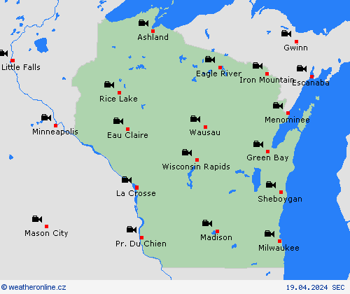 webová kamera Wisconsin Severní Amerika Předpovědní mapy