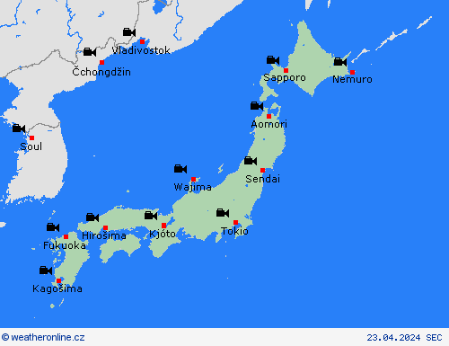 webová kamera Japonsko Asie Předpovědní mapy
