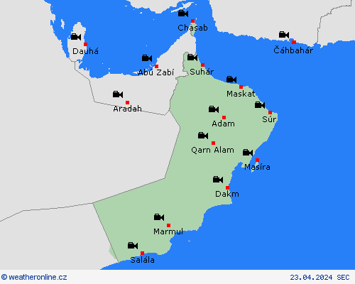 webová kamera Omán Asie Předpovědní mapy