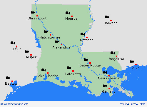 webová kamera Louisiana Severní Amerika Předpovědní mapy