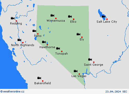 webová kamera Nevada Severní Amerika Předpovědní mapy
