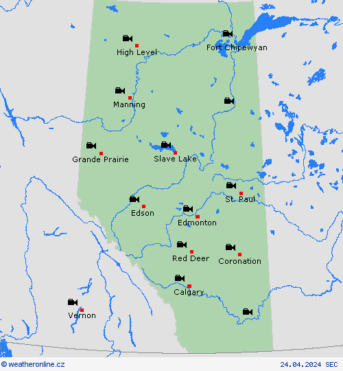 webová kamera Alberta Severní Amerika Předpovědní mapy
