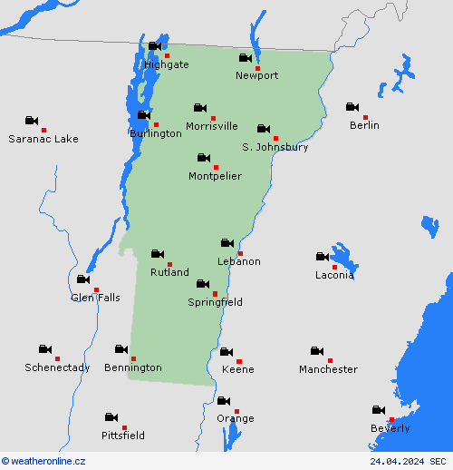 webová kamera Vermont Severní Amerika Předpovědní mapy
