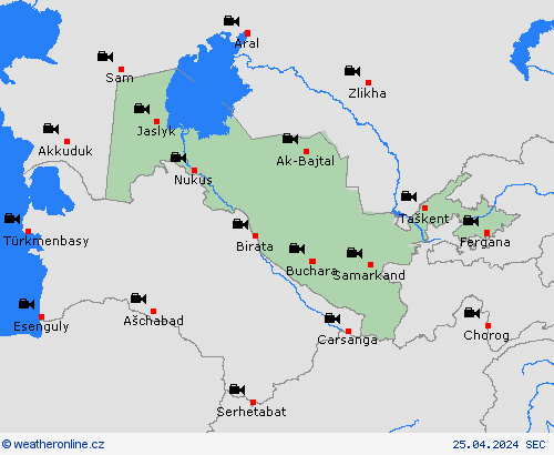 webová kamera Uzbekistán Asie Předpovědní mapy