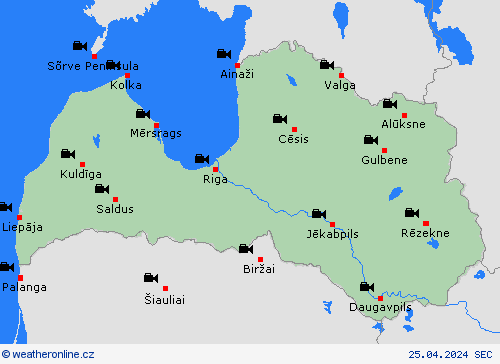 webová kamera Lotyšsko Evropa Předpovědní mapy