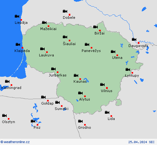webová kamera Litva Evropa Předpovědní mapy