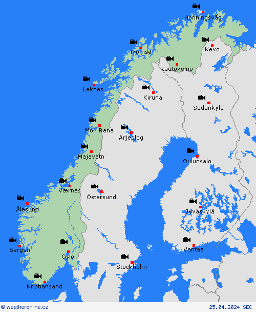 webová kamera Norsko Evropa Předpovědní mapy