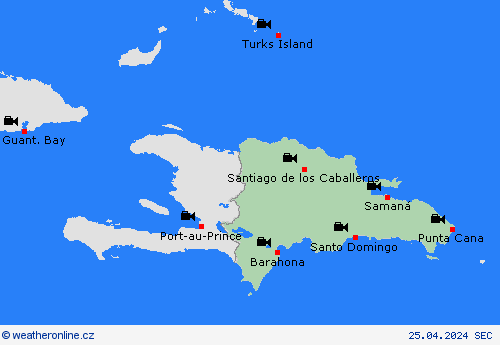 webová kamera Dominikánská republika Střední Amerika Předpovědní mapy