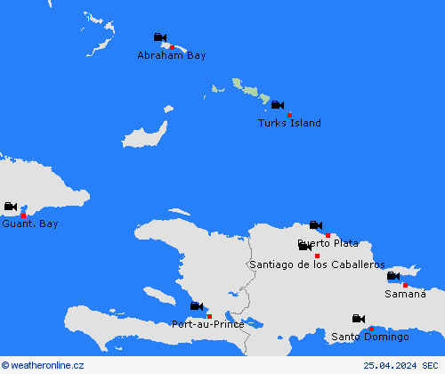 webová kamera Turks a Caicos Střední Amerika Předpovědní mapy