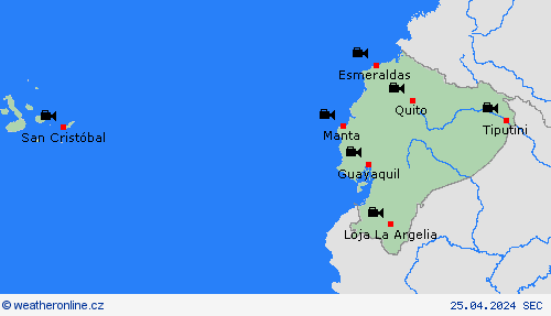 webová kamera Ekvádor Jižní Amerika Předpovědní mapy