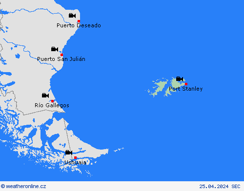 webová kamera Falklandy Jižní Amerika Předpovědní mapy