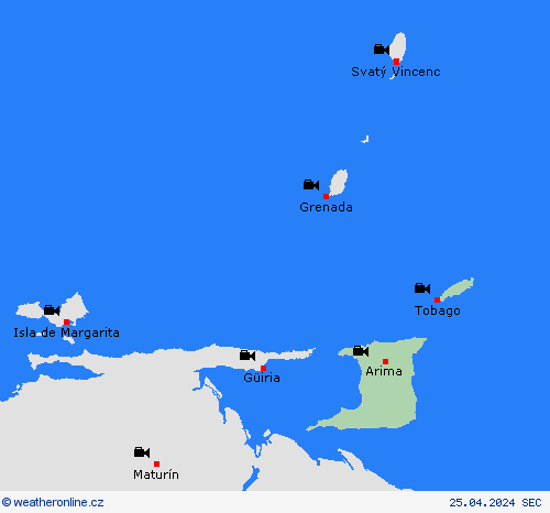 webová kamera Trinidad a Tobago Jižní Amerika Předpovědní mapy