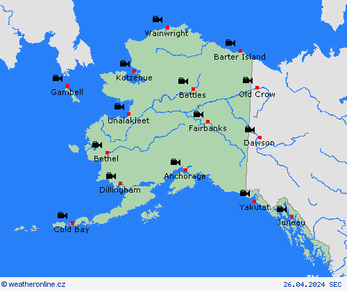 webová kamera Aljaška Severní Amerika Předpovědní mapy