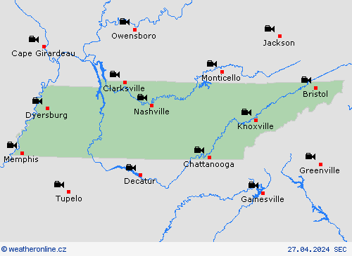 webová kamera Tennessee Severní Amerika Předpovědní mapy