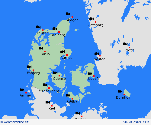 webová kamera Dánsko Evropa Předpovědní mapy