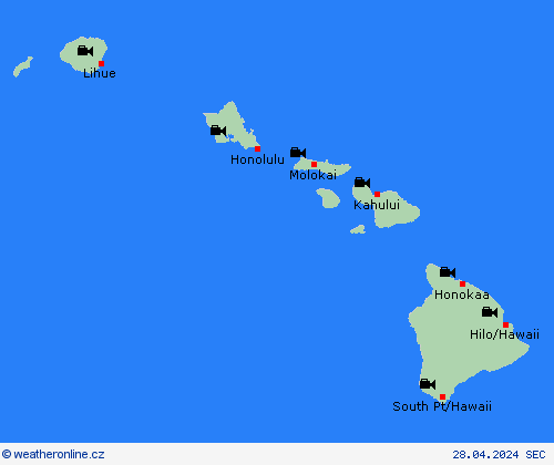 webová kamera Havaj Severní Amerika Předpovědní mapy