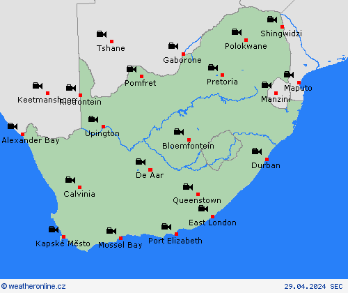 webová kamera Jihoafrická republika Afrika Předpovědní mapy