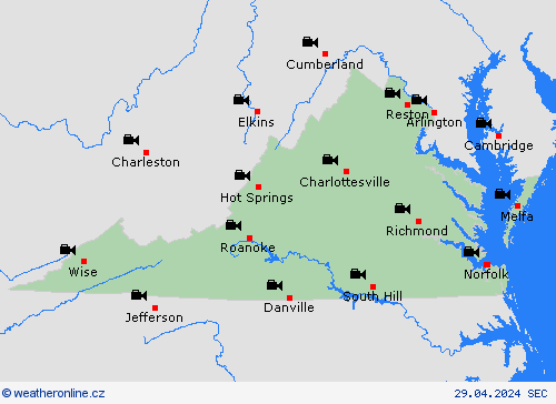 webová kamera Virginie Severní Amerika Předpovědní mapy