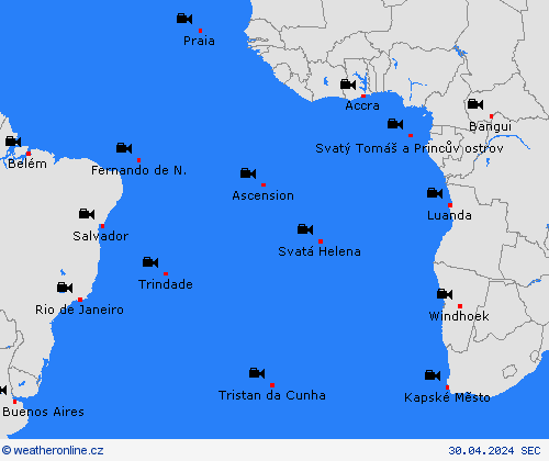 webová kamera Atlantik ostrovy Afrika Předpovědní mapy