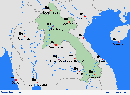 webová kamera Laos Asie Předpovědní mapy