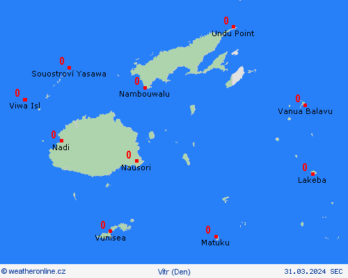 vítr Fidži Oceánie Předpovědní mapy