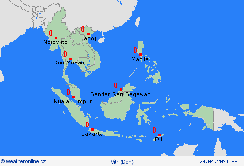 vítr  Asie Předpovědní mapy
