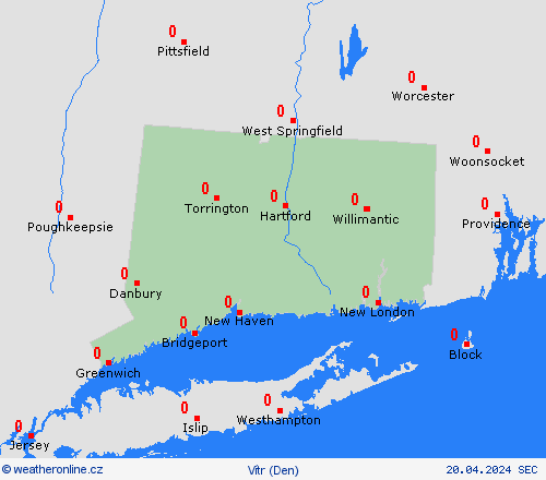 vítr Connecticut Severní Amerika Předpovědní mapy