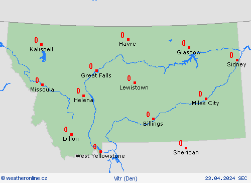 vítr Montana Severní Amerika Předpovědní mapy