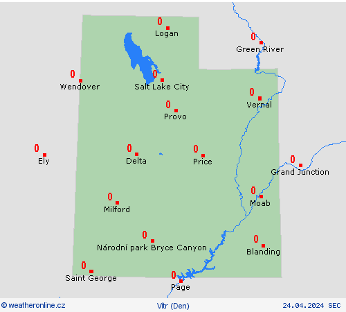 vítr Utah Severní Amerika Předpovědní mapy