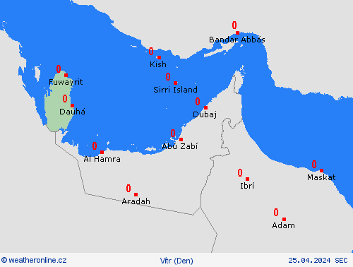 vítr Katar Asie Předpovědní mapy