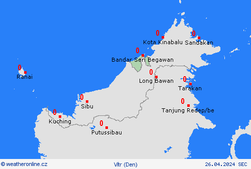 vítr Brunej Asie Předpovědní mapy