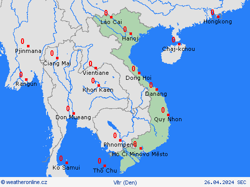 vítr Vietnam Asie Předpovědní mapy