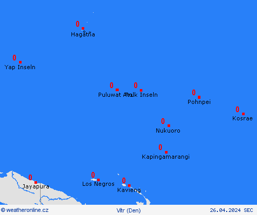 vítr Mikronésie Oceánie Předpovědní mapy