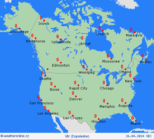 vítr  Severní Amerika Předpovědní mapy