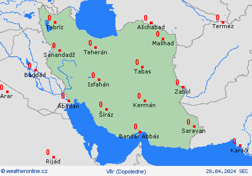 vítr Írán Asie Předpovědní mapy