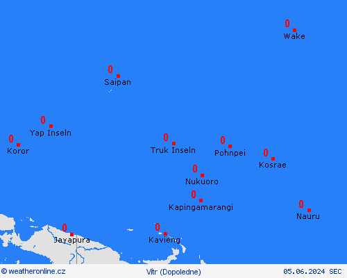 vítr Nauru Oceánie Předpovědní mapy