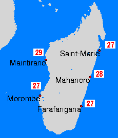 Madagaskar Mapy teploty moře